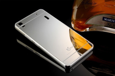 Други Бъмпъри за телефони Луксозен алуминиев бъмпър с твърд гръб огледален за Lenovo A7000 / Lenovo K3 NOTE сребрист